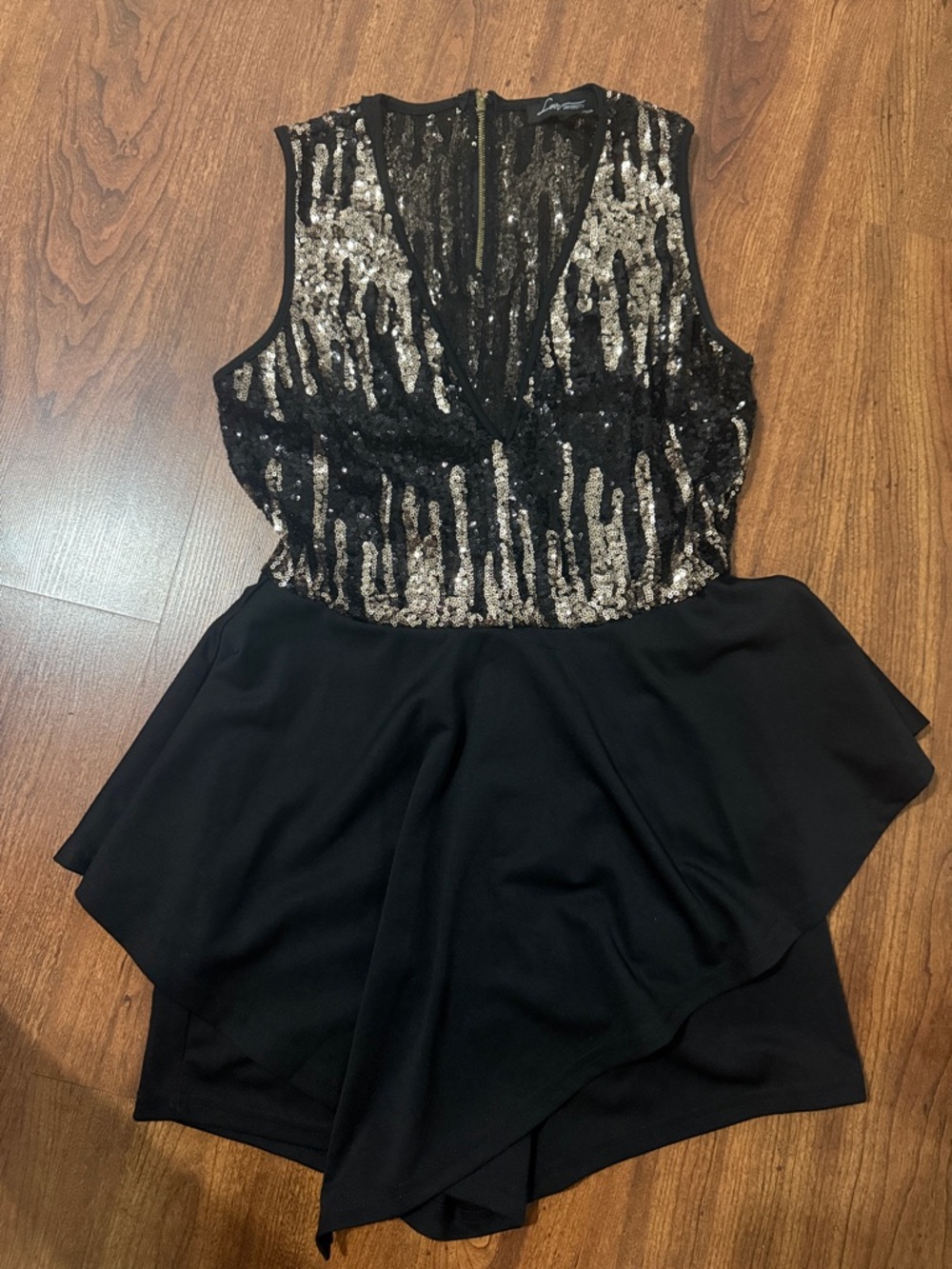 Sequin Bodice Black Party Romper